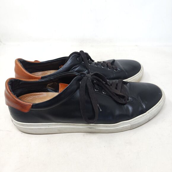 Good Man Brand Mens Sneakers Legend Black Leather Shoes Russell Wilson Italy 12 - Picture 2 of 11